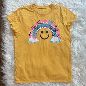 The Children’s Place Girls Rainbow Smiley Face Graphic Tee Yellow Size L 10/12
